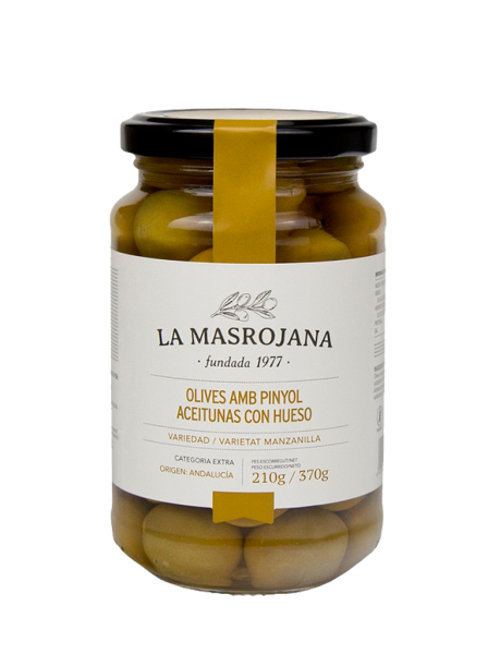 Aceitunas manzanilla con hueso La Masrojana 210g