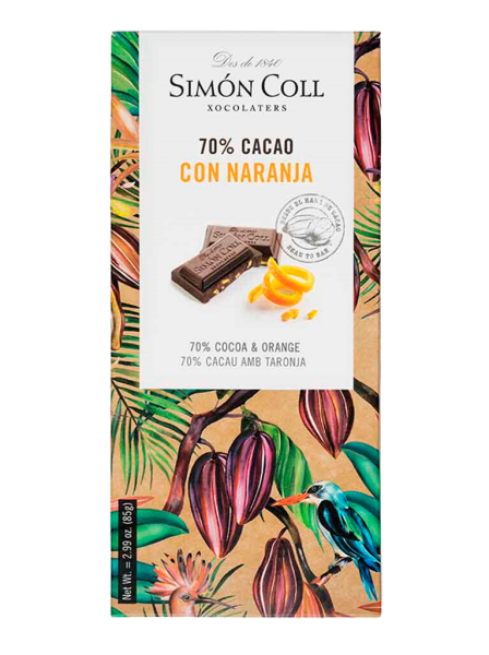 Chocolate Cacao Con Naranja Simon Coll 85g