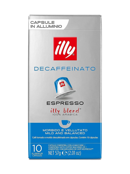 ILLY Decaffeinato café espresso descafeinado estuche 10 cápsulas compatibles con máquinas Nespresso