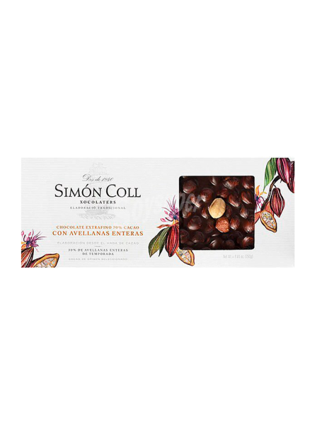 Simon Coll Turron Chocolat aux Noisettes, 250 g
